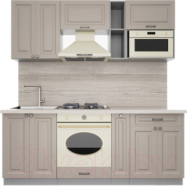 Изображение товара Кухонный гарнитур Интерлиния Мила Деко 2.0 (луна/луна/травертин серый)