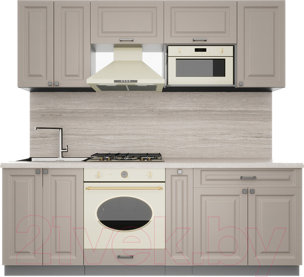 Изображение товара Кухонный гарнитур Интерлиния Мила Деко 2.2 (луна/луна/травертин серый)