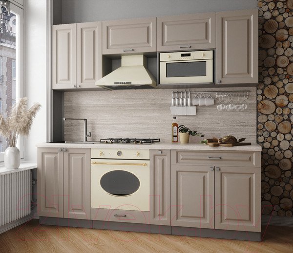 Изображение товара Кухонный гарнитур Интерлиния Мила Деко 2.2 (луна/луна/травертин серый)