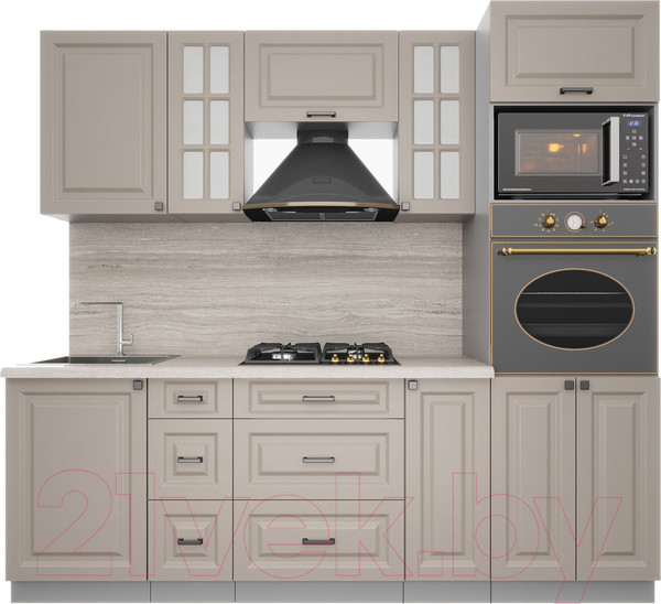 Изображение товара Кухонный гарнитур Интерлиния Мила Деко 2.3 (луна/луна/травертин серый)
