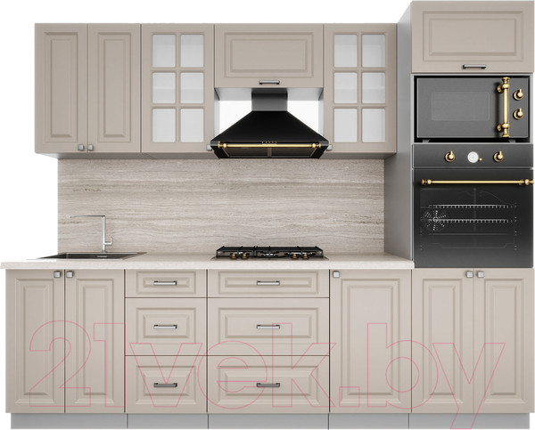 Изображение товара Кухонный гарнитур Интерлиния Мила Деко 2.6 (луна/луна/травертин серый)