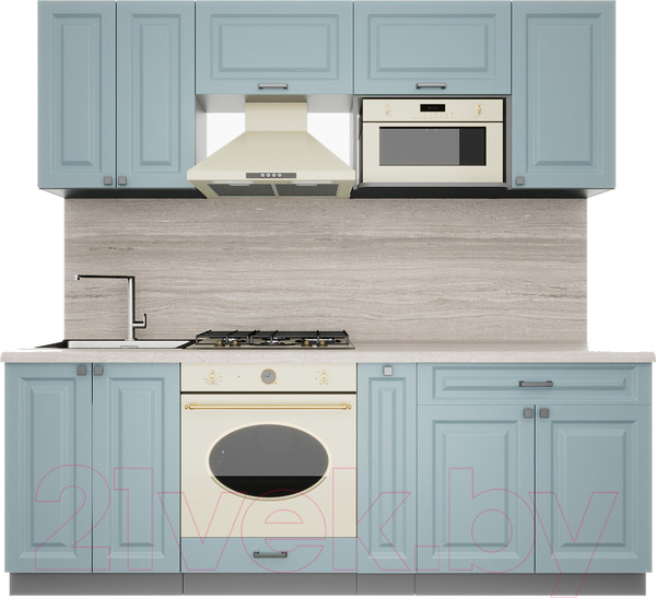 Изображение товара Кухонный гарнитур Интерлиния Мила Деко 2.2 (океан/океан/травертин серый)