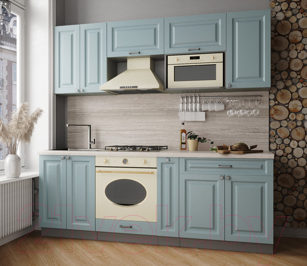 Изображение товара Кухонный гарнитур Интерлиния Мила Деко 2.2 (океан/океан/травертин серый)