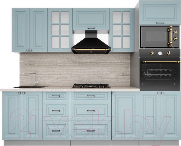 Изображение товара Кухонный гарнитур Интерлиния Мила Деко 2.6 (океан/океан/травертин серый)