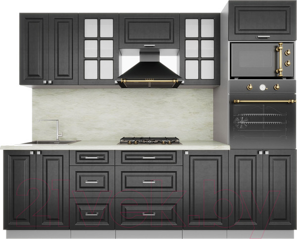 Изображение товара Кухонный гарнитур Интерлиния Мила Деко 2.6 (пепел/пепел/опал светлый)