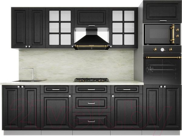 Изображение товара Кухонный гарнитур Интерлиния Мила Деко 2.8 (пепел/пепел/опал светлый)