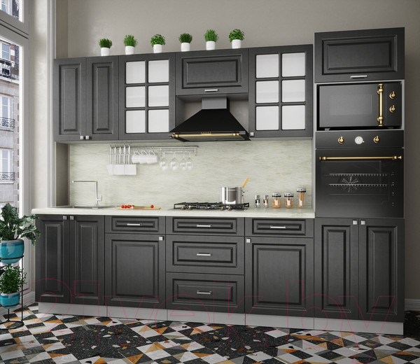 Изображение товара Кухонный гарнитур Интерлиния Мила Деко 2.8 (пепел/пепел/опал светлый)