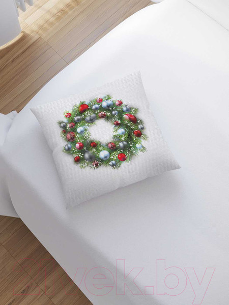 Изображение товара Наволочка декоративная JoyArty Яркий праздничный венок / sl_21485