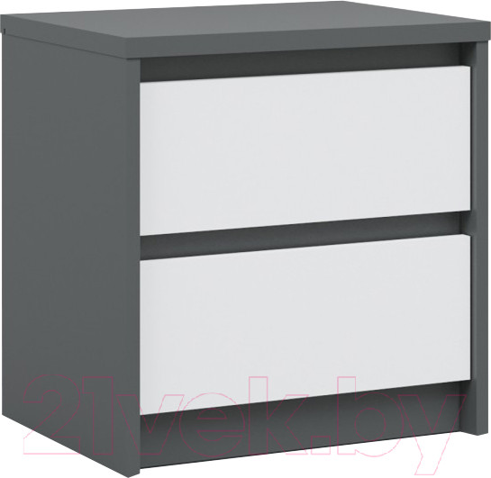 Изображение товара Прикроватная тумба Империал Мишель 2ящ (антрацит/белый жемчуг)