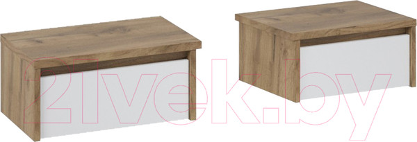 Изображение товара Комплект прикроватных тумб Империал Мишель 1ящ (2шт, дуб крафт золотой/белый жемчуг)