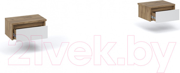 Изображение товара Комплект прикроватных тумб Империал Мишель 1ящ (2шт, дуб крафт золотой/белый жемчуг)