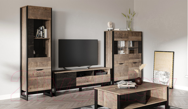 Изображение товара Тумба Империал Стокгольм 2д 3ящ (дуб гранж песочный/железный камень)