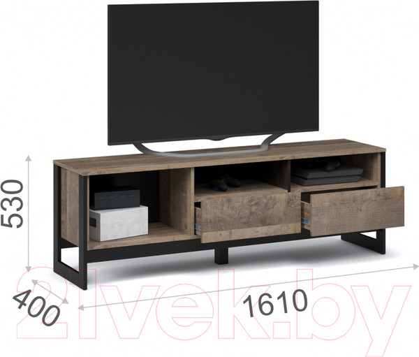 Изображение товара Тумба Империал Стокгольм ТВ (дуб гранж песочный/железный камень)