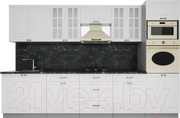 Изображение товара Кухонный гарнитур Интерлиния Мила Деко 3.2 (белый/белый/кастилло темный)