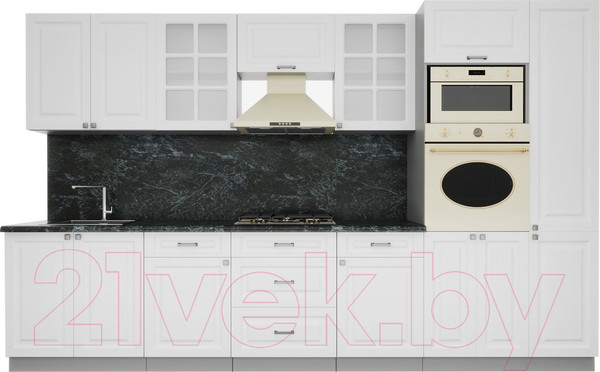 Изображение товара Кухонный гарнитур Интерлиния Мила Деко 3.4 (белый/белый/кастилло темный)