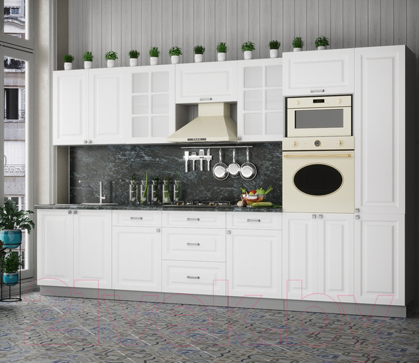 Изображение товара Кухонный гарнитур Интерлиния Мила Деко 3.4 (белый/белый/кастилло темный)