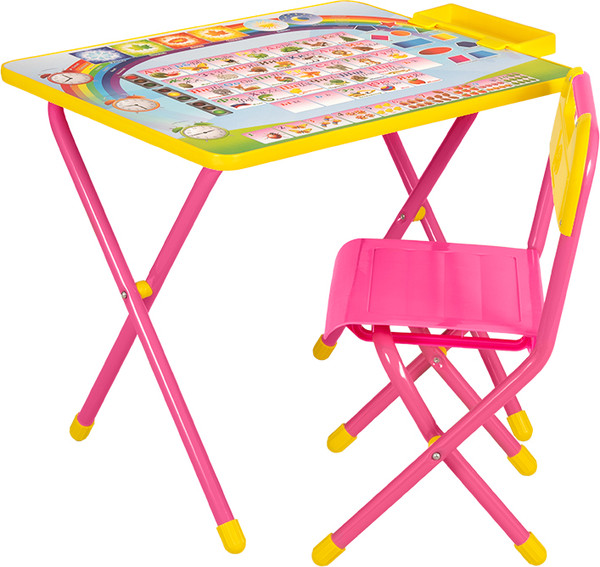 Изображение товара Комплект мебели с детским столом Дэми №1 Алфавит / АР.1 (розовый)
