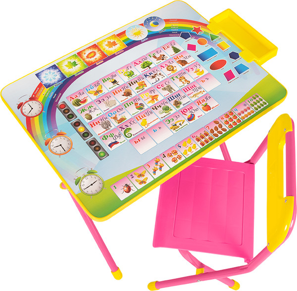 Изображение товара Комплект мебели с детским столом Дэми №1 Алфавит / АР.1 (розовый)