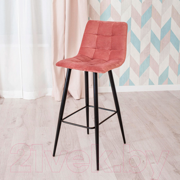 Изображение товара Стул барный Tetchair Chilly 50x44x104 (ткань/металл, коралловый/черный)