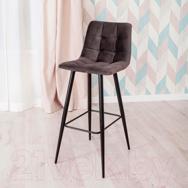 Изображение товара Стул барный Tetchair Chilly ткань/металл 50x44x104 (темно-серый/черный)