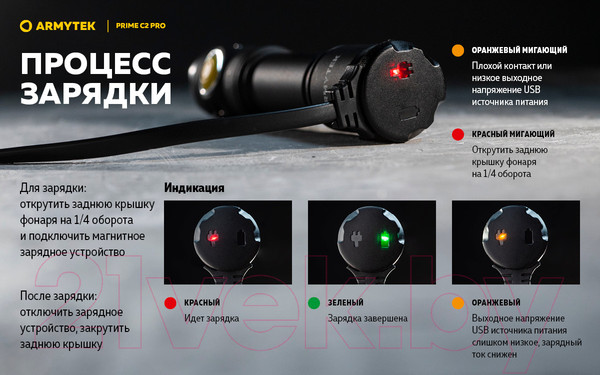 Изображение товара Фонарь Armytek Prime C2 Pro Magnet USB / F08101W (теплый)