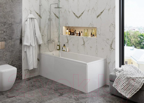 Изображение товара Ванна акриловая VagnerPlast Veronela 170x75 / VPBA170VEA2X-04 (с каркасом и экраном)