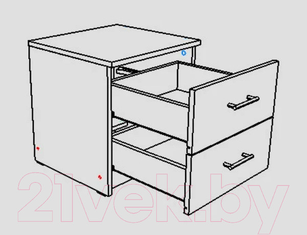 Изображение товара Прикроватная тумба НК Мебель Лофт 420 с 2-мя ящиками / 72230006 (белый)