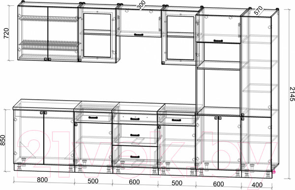 Изображение товара Кухонный гарнитур Интерлиния Мила Деко 3.4 (белый/мята/опал светлый)