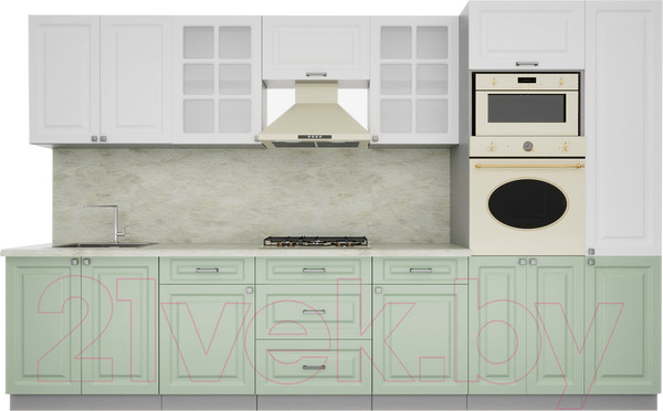 Изображение товара Кухонный гарнитур Интерлиния Мила Деко 3.4 (белый/мята/опал светлый)
