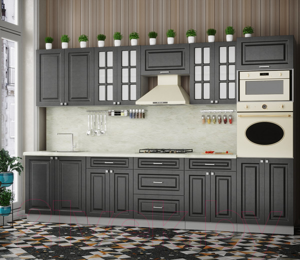 Изображение товара Кухонный гарнитур Интерлиния Мила Деко 3.2 (пепел/пепел/опал светлый)