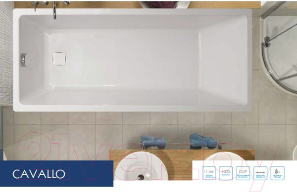 Изображение товара Ванна акриловая VagnerPlast Cavallo 180x80 / VPBA180CAV2X-04 (с каркасом и экраном)