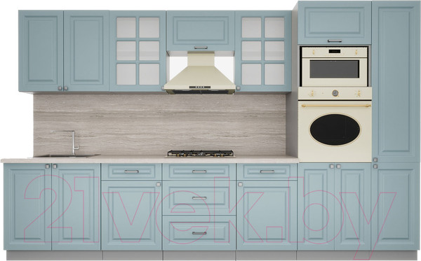 Изображение товара Кухонный гарнитур Интерлиния Мила Деко 3.4 (океан/океан/травертин серый)