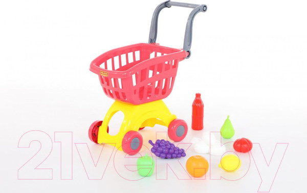 Изображение товара Тележка игрушечная Полесье Мини с набором продуктов №14 / 71385 (в сеточке)