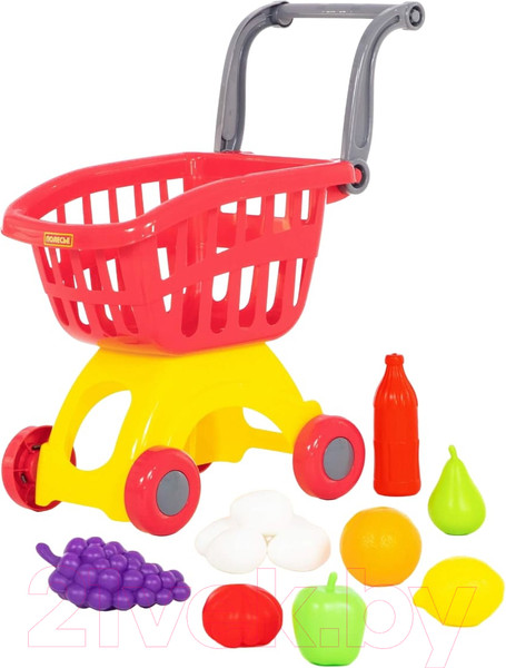 Изображение товара Тележка игрушечная Полесье Мини с набором продуктов №14 / 71385 (в сеточке)