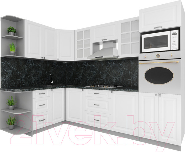 Изображение товара Кухонный гарнитур Интерлиния Мила Деко 1.68x2.8 левая (белый/белый/кастилло темный)