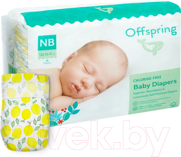 Изображение товара Подгузники детские Offspring NB 2-4кг Лимоны / OF01NB56LM (56шт)