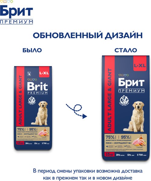 Изображение товара Сухой корм для собак Brit Premium Dog Adult Large and Giant с курицей / 5050017 (15кг)