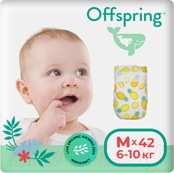Изображение товара Подгузники детские Offspring M 6-10кг Ананасы / OF01M42PHP (42шт)