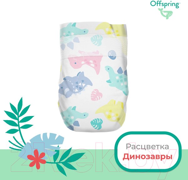 Изображение товара Подгузники детские Offspring M 6-10кг Динозавры / OF01M42DNL (42шт)