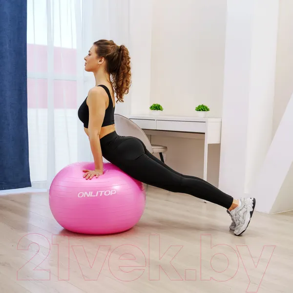 Изображение товара Фитбол гладкий Onlytop Антивзрывной / 3544002 (75см, розовый)