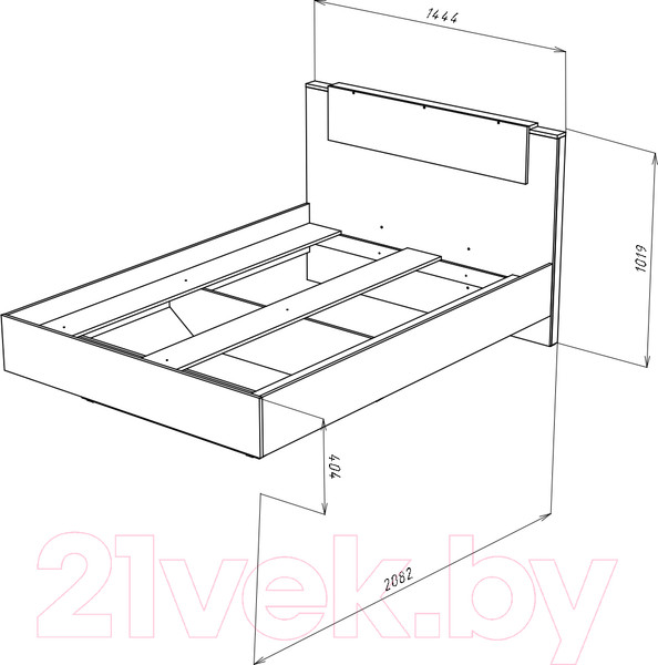 Изображение товара Каркас кровати НК Мебель Hugo 140x200 / 72504916 (дуб гранж)