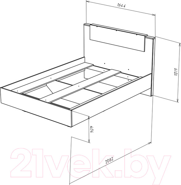 Изображение товара Каркас кровати НК Мебель Hugo 160x200 / 72504917 (дуб гранж)