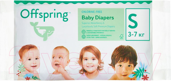 Изображение товара Подгузники детские Offspring Travel Pack S 3-6кг / OF01S3LMLA (3шт)