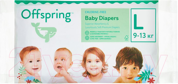 Изображение товара Подгузники детские Offspring Travel Pack L 9-13кг / OF01L3LMLA (3шт)