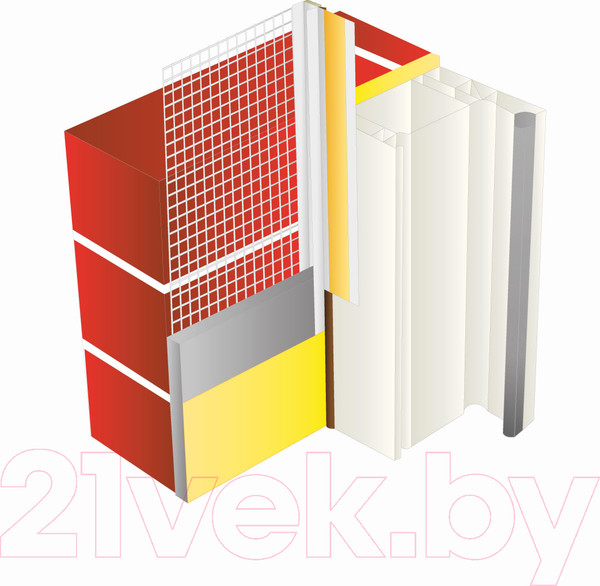 Изображение товара Профиль примыкающий оконный Profigips Коричневый с сеткой 6мм 3м