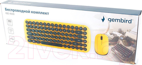 Изображение товара Комплект клавиатура и мышь Gembird KBS-9000 (желтый)