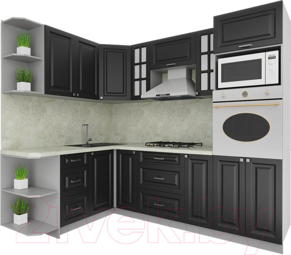 Изображение товара Кухонный гарнитур Интерлиния Мила Деко 1.68x2.4 левая (пепел/пепел/опал светлый)