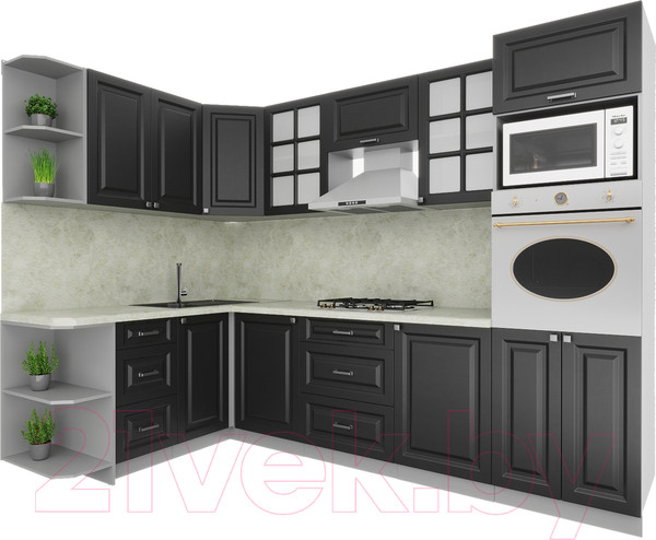 Изображение товара Кухонный гарнитур Интерлиния Мила Деко 1.68x2.8 левая (пепел/пепел/опал светлый)