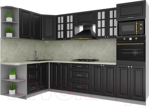 Изображение товара Кухонный гарнитур Интерлиния Мила Деко 1.68x3.0 левая (пепел/пепел/опал светлый)