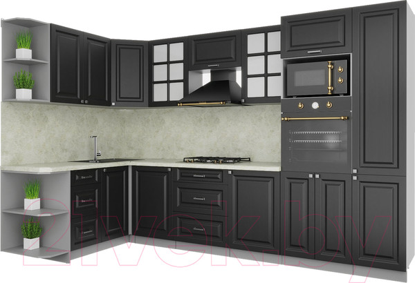 Изображение товара Кухонный гарнитур Интерлиния Мила Деко 1.68x3.2 левая (пепел/пепел/опал светлый)